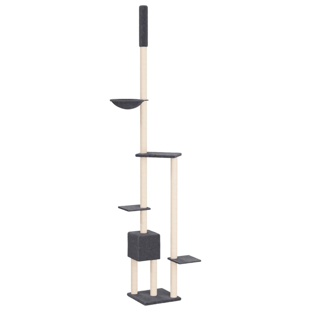 Floor-to-ceiling cat scratching post, dark gray, 258.5–284.5 cm