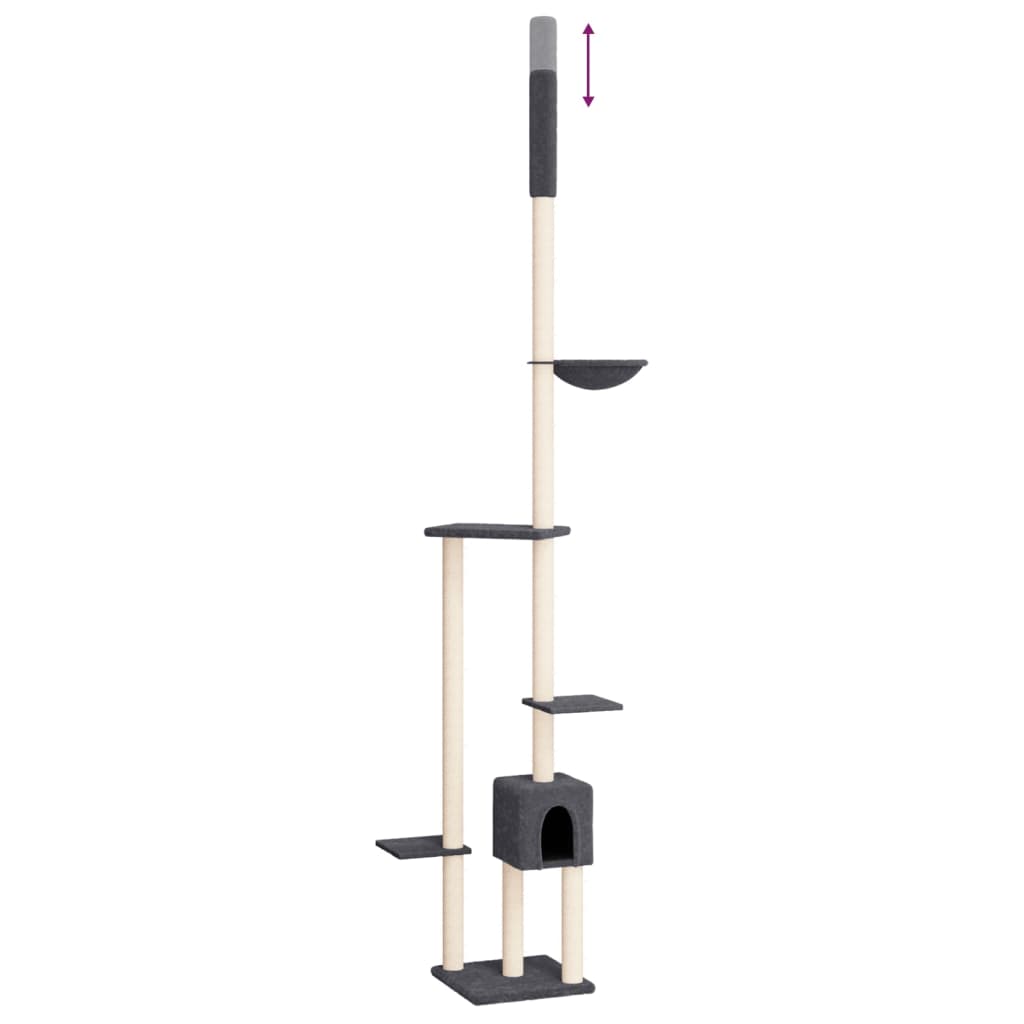 Floor-to-ceiling cat scratching post, dark gray, 258.5–284.5 cm