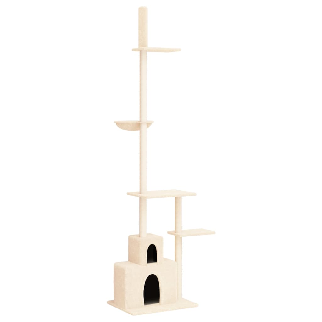 Floor-to-ceiling cat scratching post, cream, 250.5 - 276.5 cm