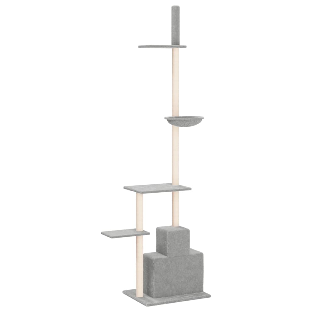 Floor-to-ceiling cat scratching post, light gray, 250.5 - 276.5 cm