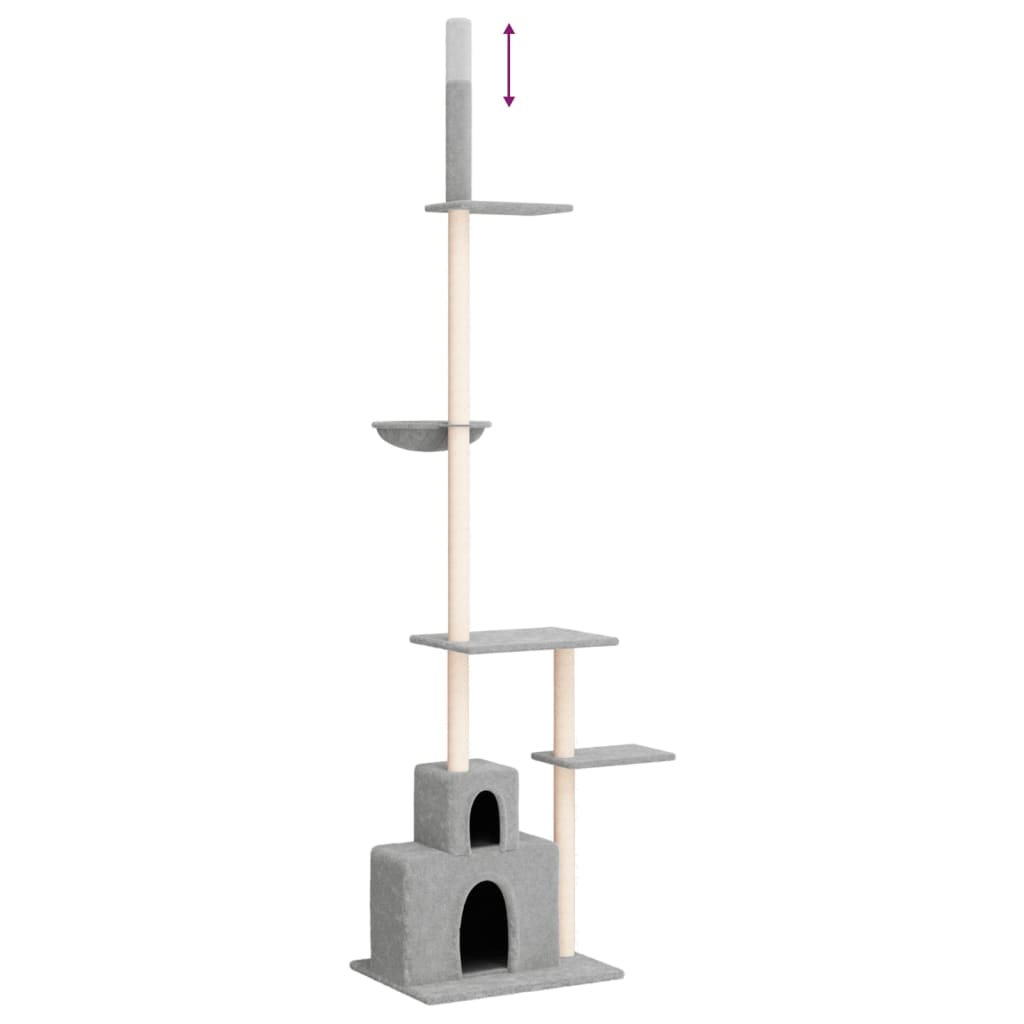 Floor-to-ceiling cat scratching post, light gray, 250.5 - 276.5 cm