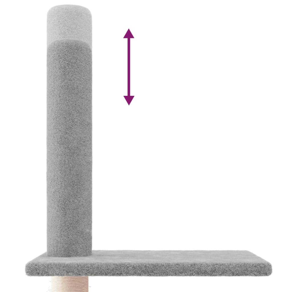 Floor-to-ceiling cat scratching post, light gray, 250.5 - 276.5 cm