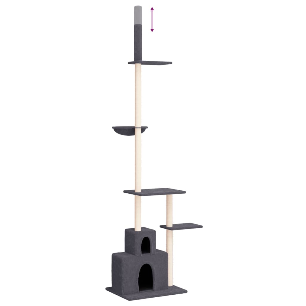 Floor-to-ceiling cat scratching post, dark gray, 250.5–276.5 cm