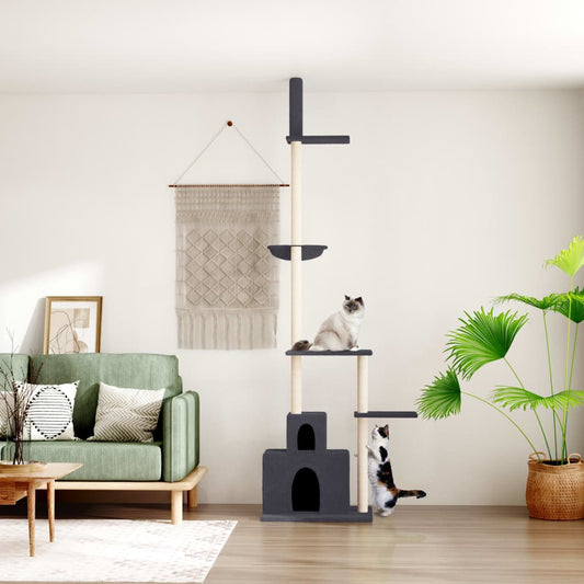 Floor-to-ceiling cat scratching post, dark gray, 250.5–276.5 cm