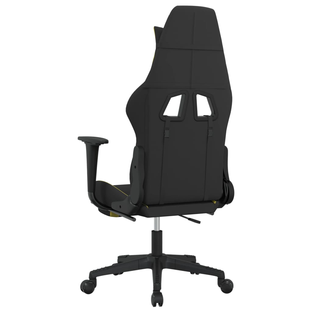 gaming chair with footrest, black and light green, fabric