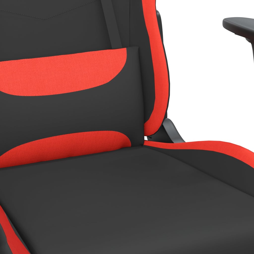 gaming chair with footrest, black and red, faux leather