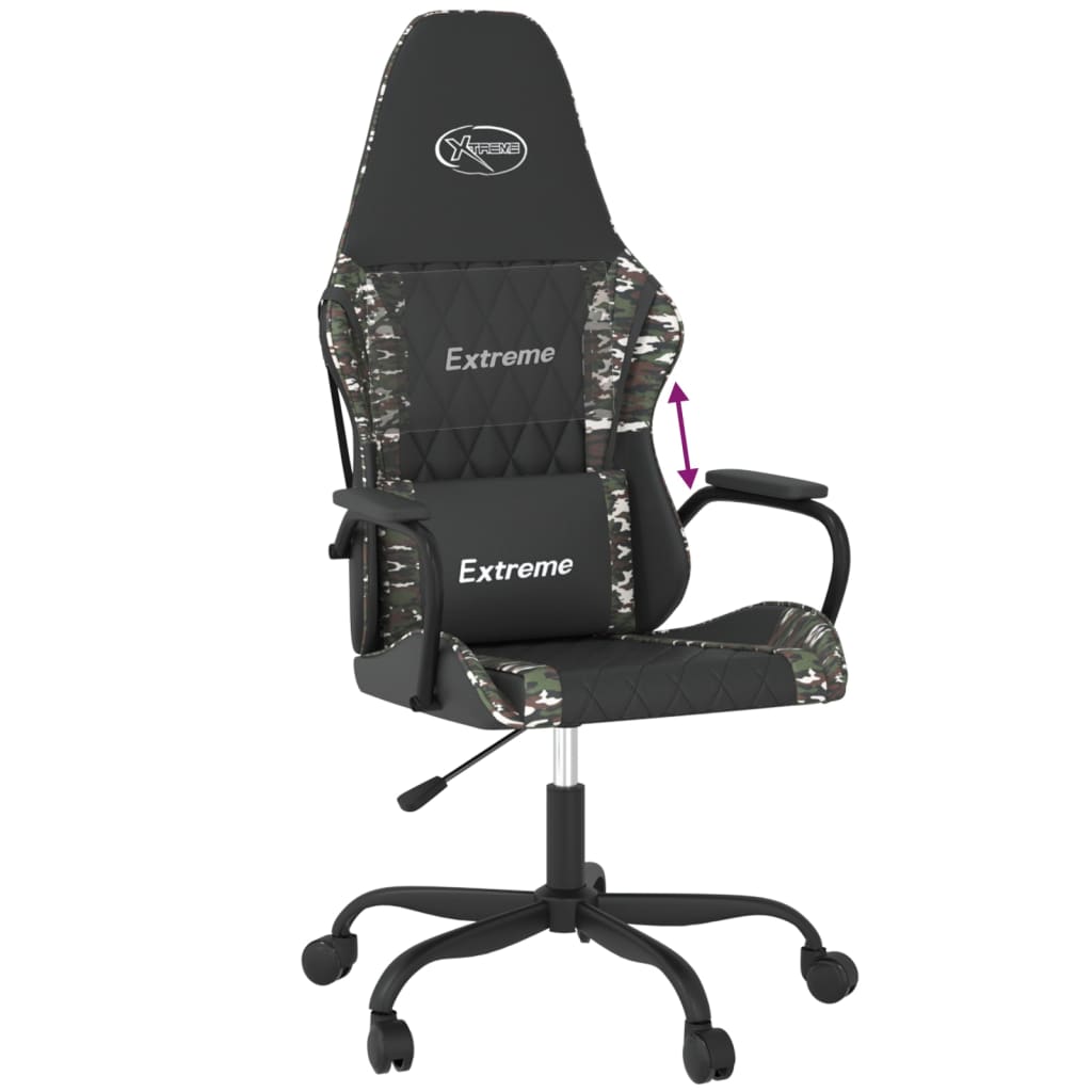 gaming chair, black and camouflage, faux leather