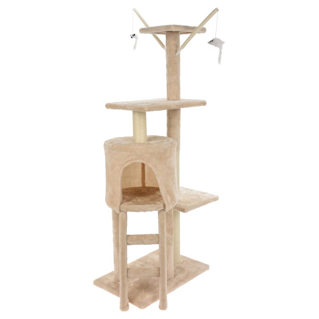 cat scratching post 45x30x110 cm beige