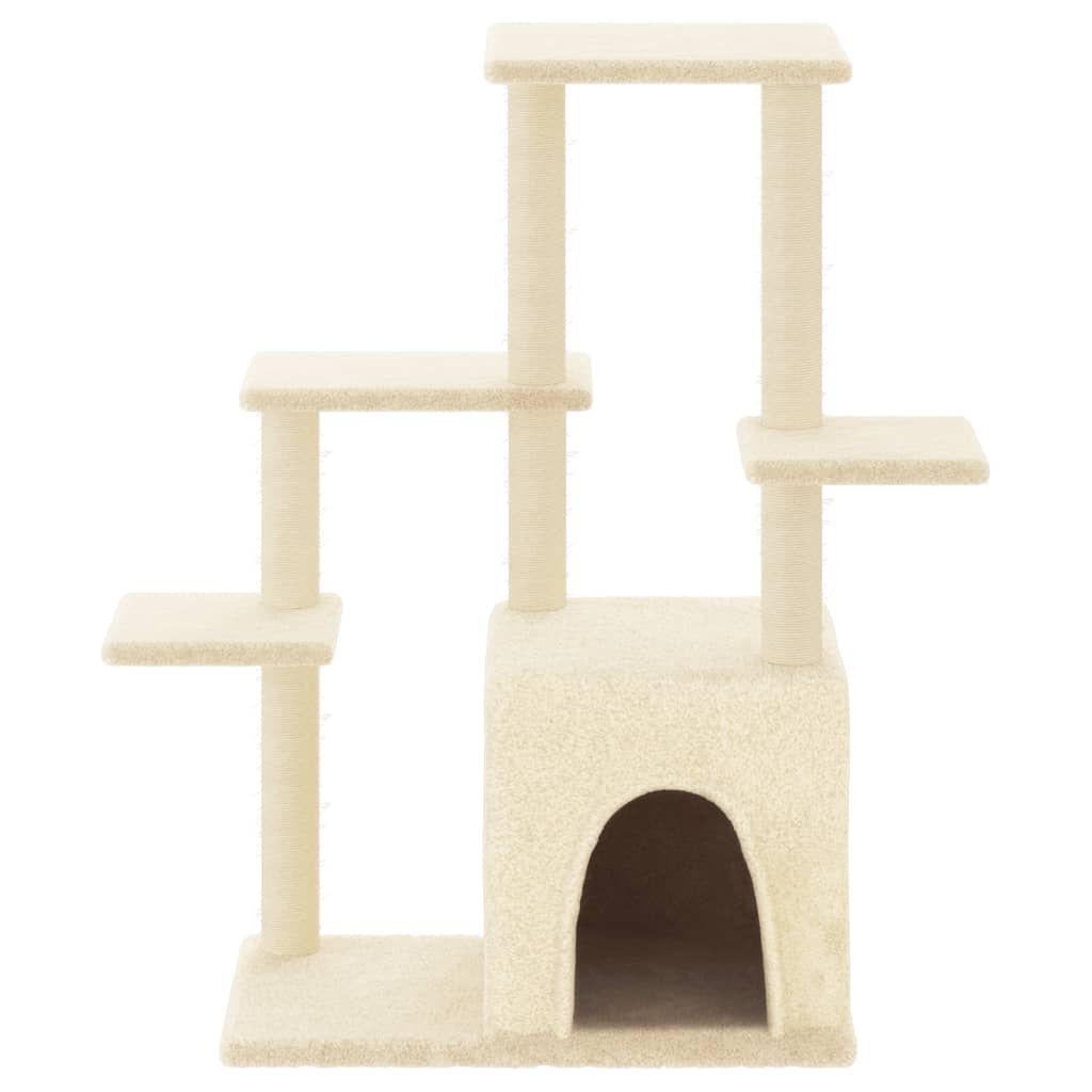 Cat house with sisal rope scratching posts, cream, 97.5 cm