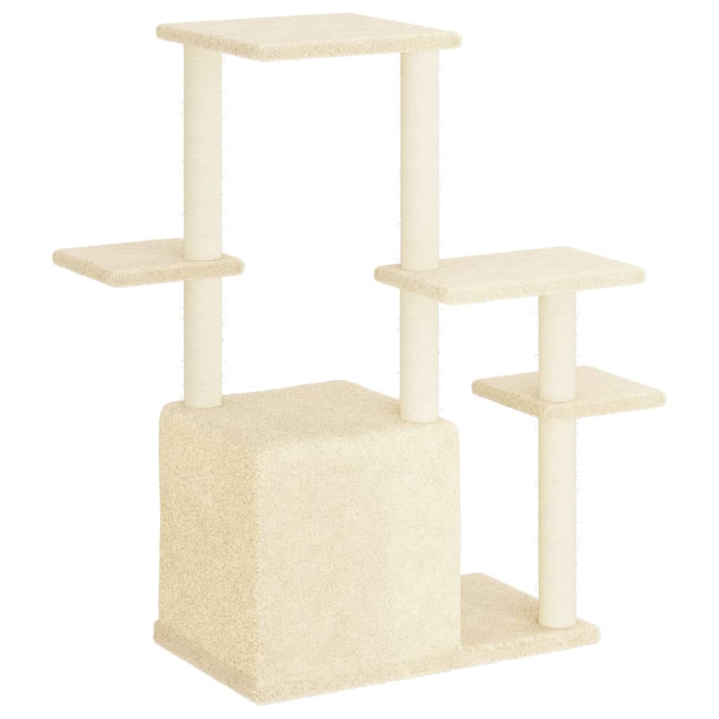 Cat house with sisal rope scratching posts, cream, 97.5 cm