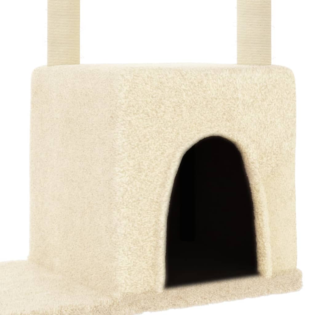 Cat house with sisal rope scratching posts, cream, 97.5 cm