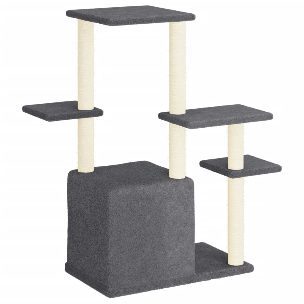 Cat house with sisal rope scratching posts, dark grey, 97.5 cm