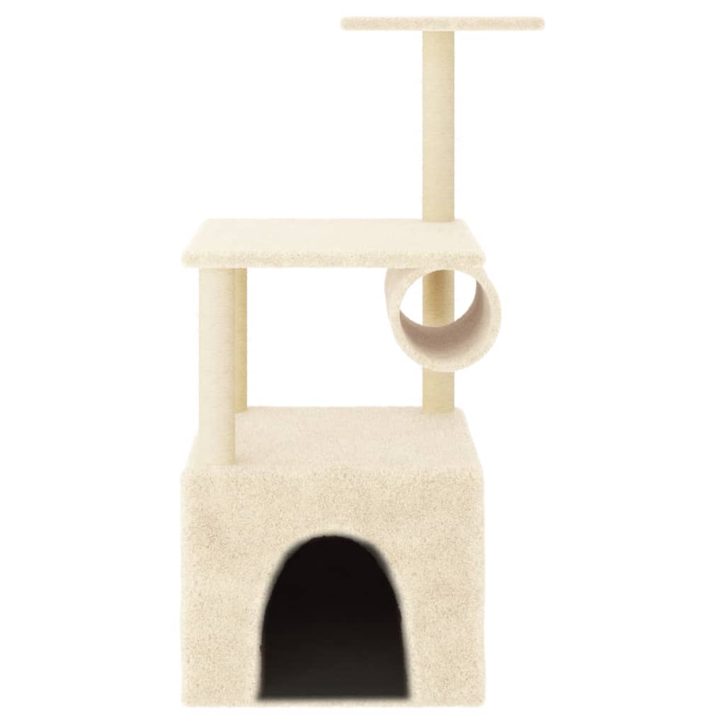 Cat house with sisal rope scratching posts, cream, 109.5 cm