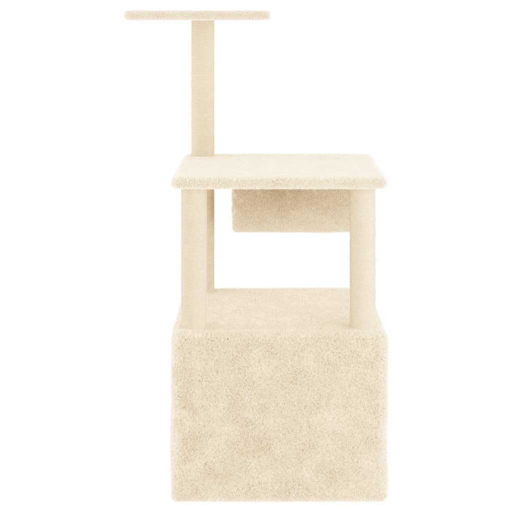 Cat house with sisal rope scratching posts, cream, 109.5 cm