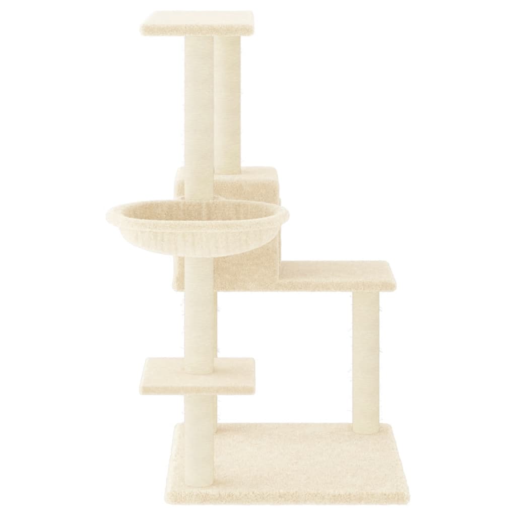 Cat house with sisal rope scratching posts, cream, 95 cm