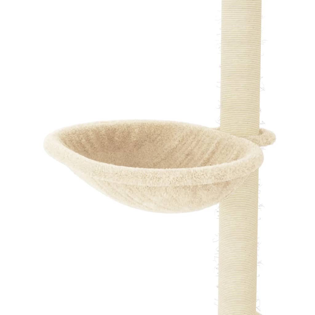 Cat house with sisal rope scratching posts, cream, 95 cm