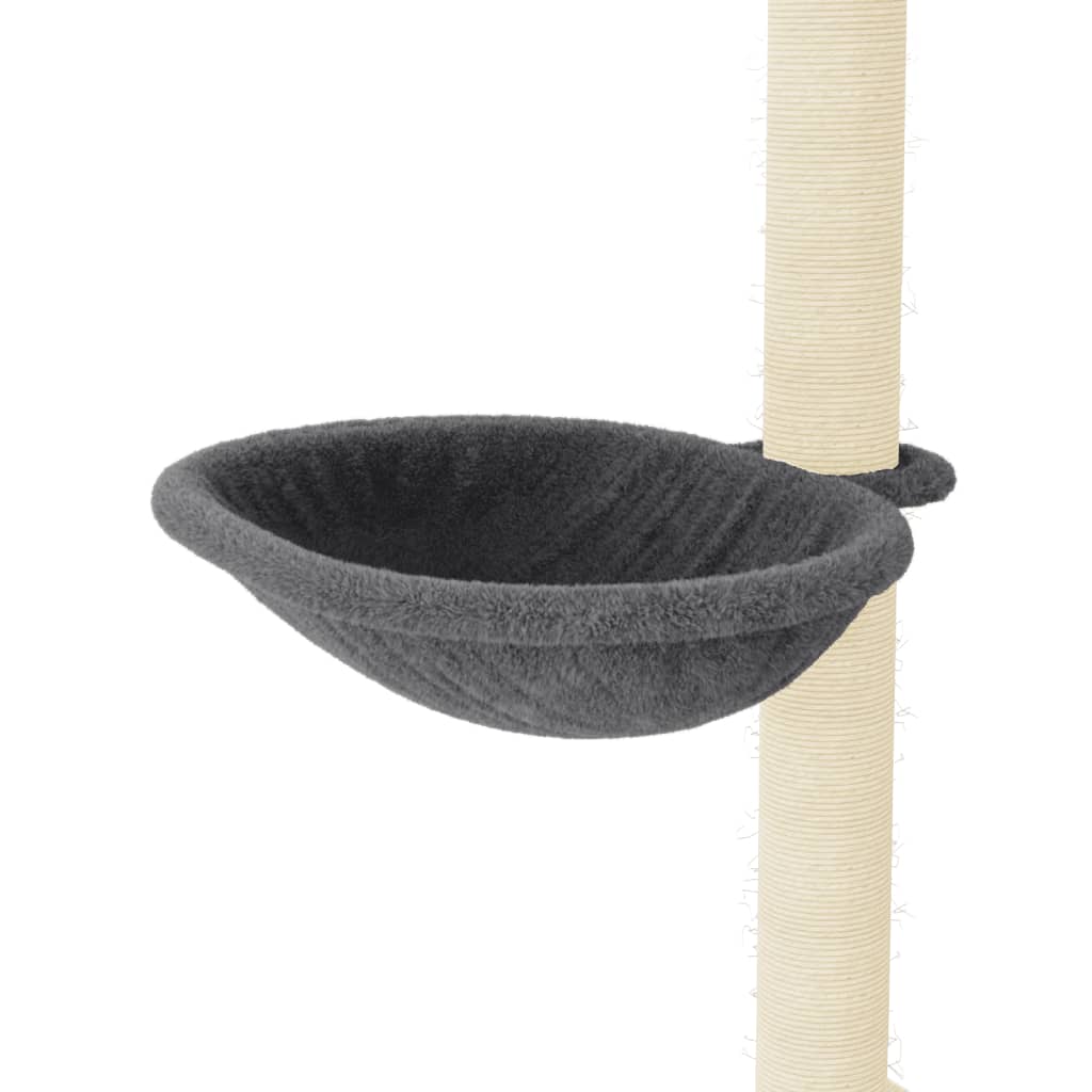 Cat house with sisal rope scratching posts, dark grey, 95 cm