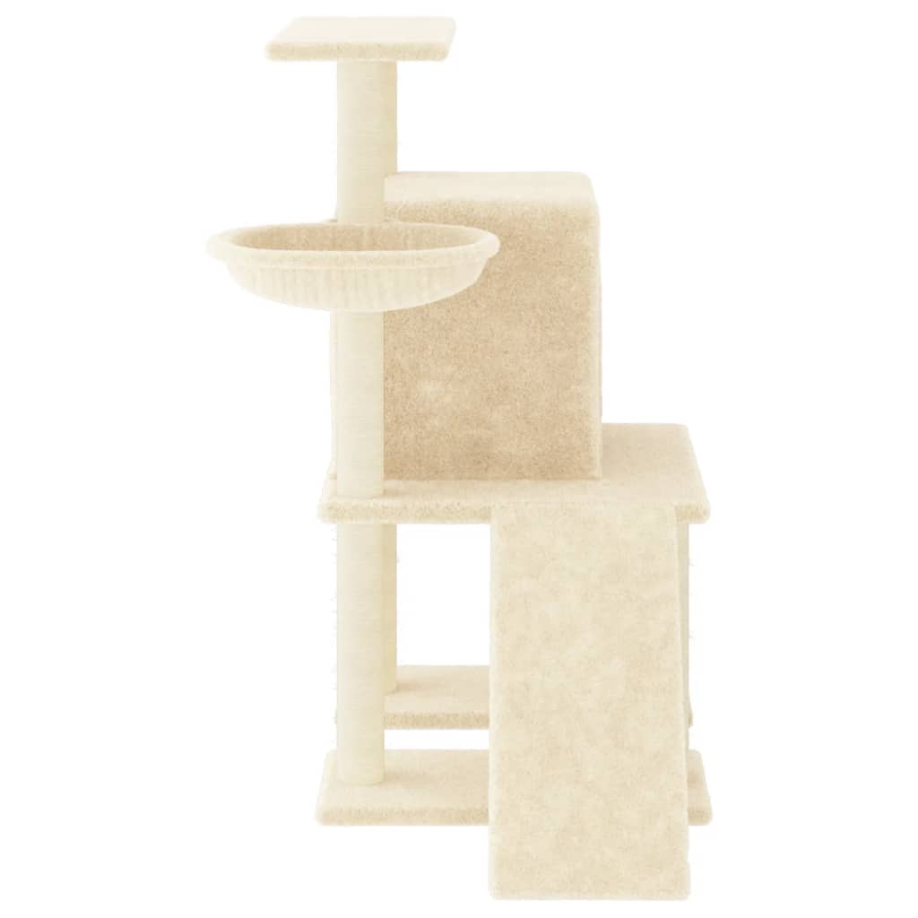 Cat house with sisal rope scratching posts, cream, 96.5 cm