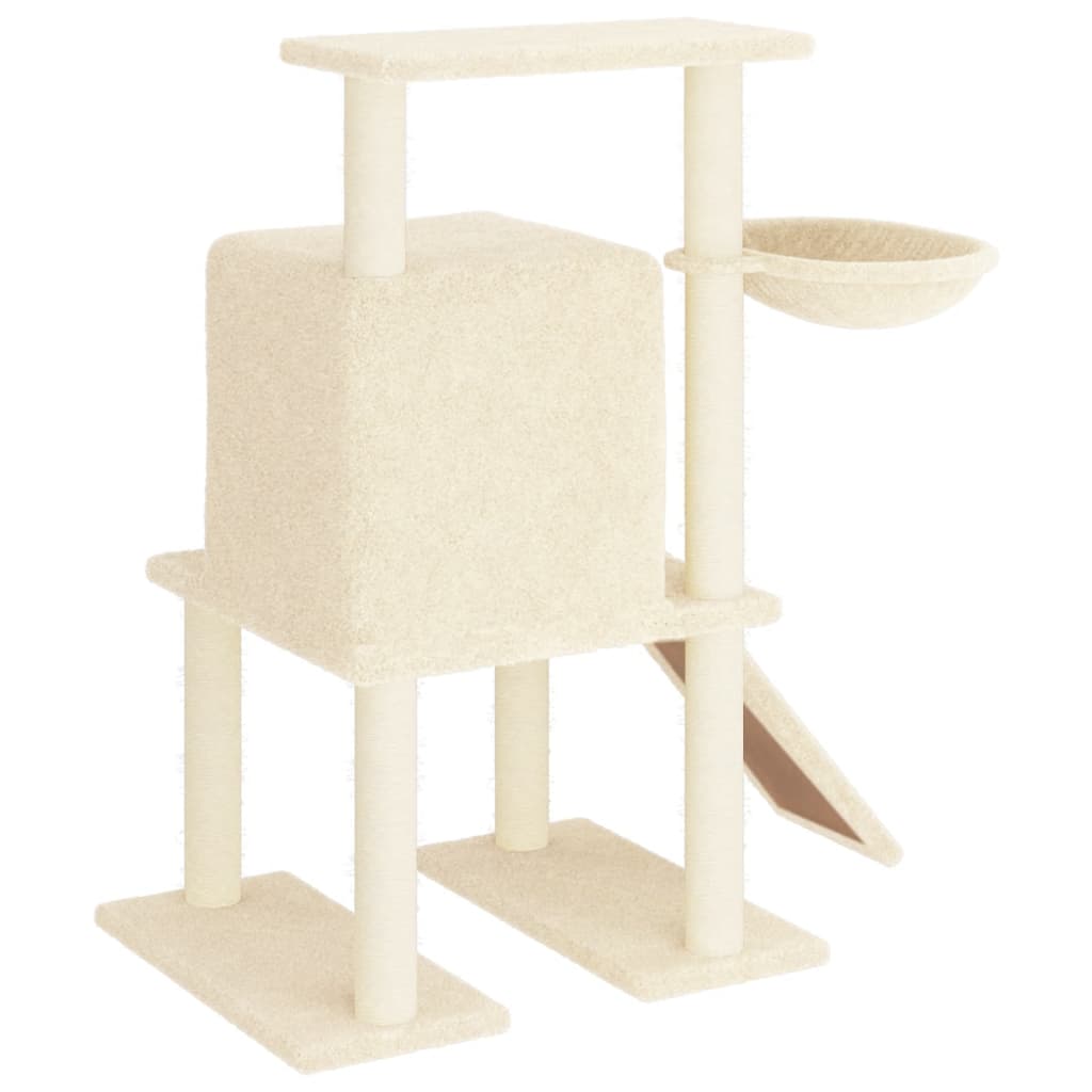 Cat house with sisal rope scratching posts, cream, 96.5 cm