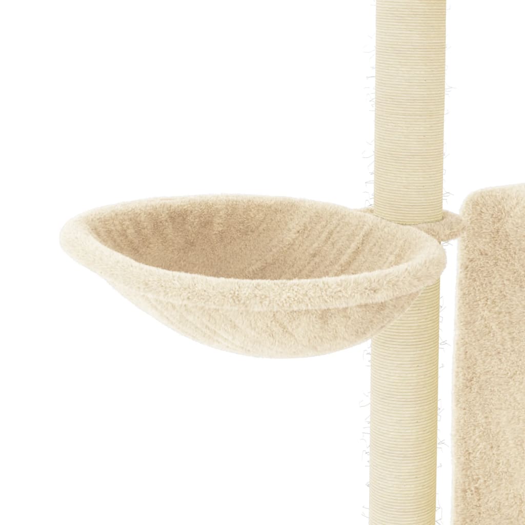 Cat house with sisal rope scratching posts, cream, 96.5 cm