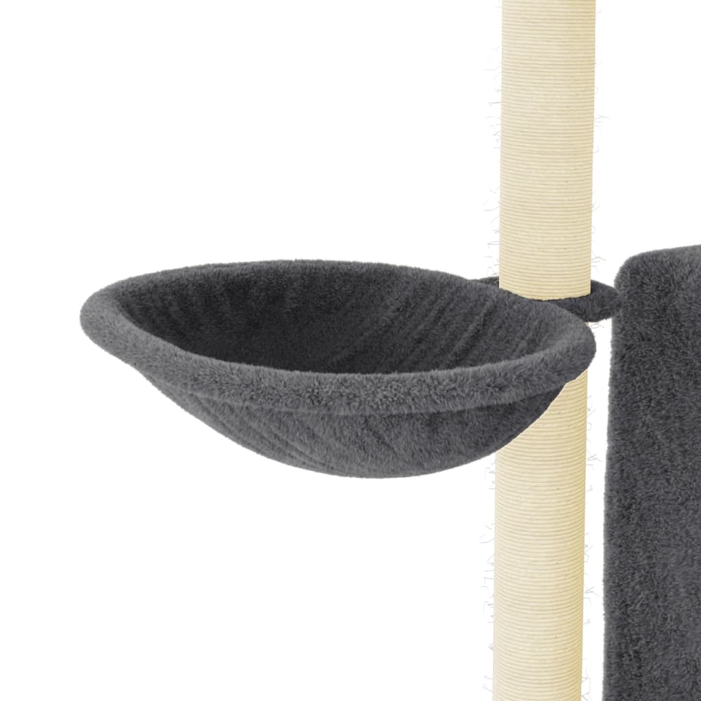 Cat house with sisal rope scratching posts, dark grey, 96.5 cm