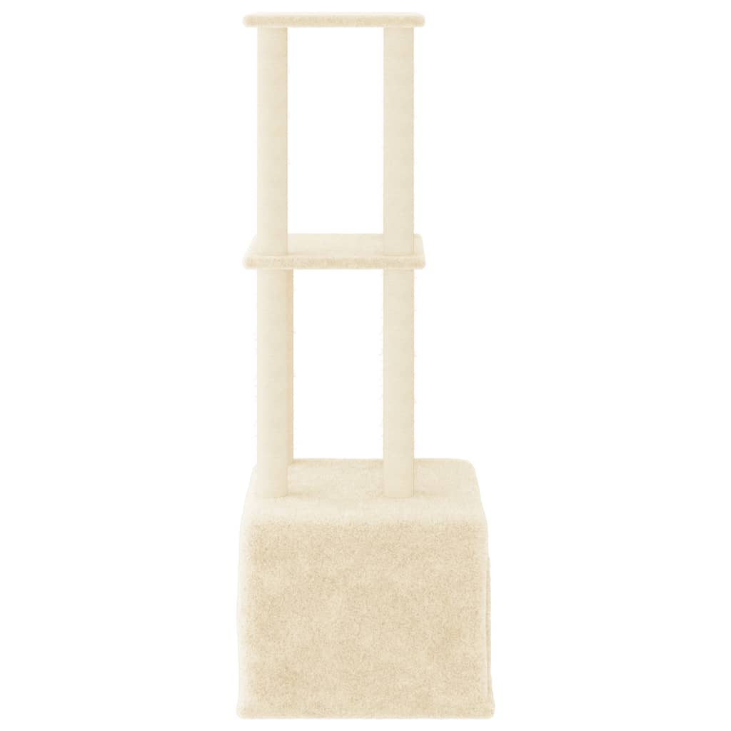 Cat house with sisal rope scratching posts, cream, 133.5 cm