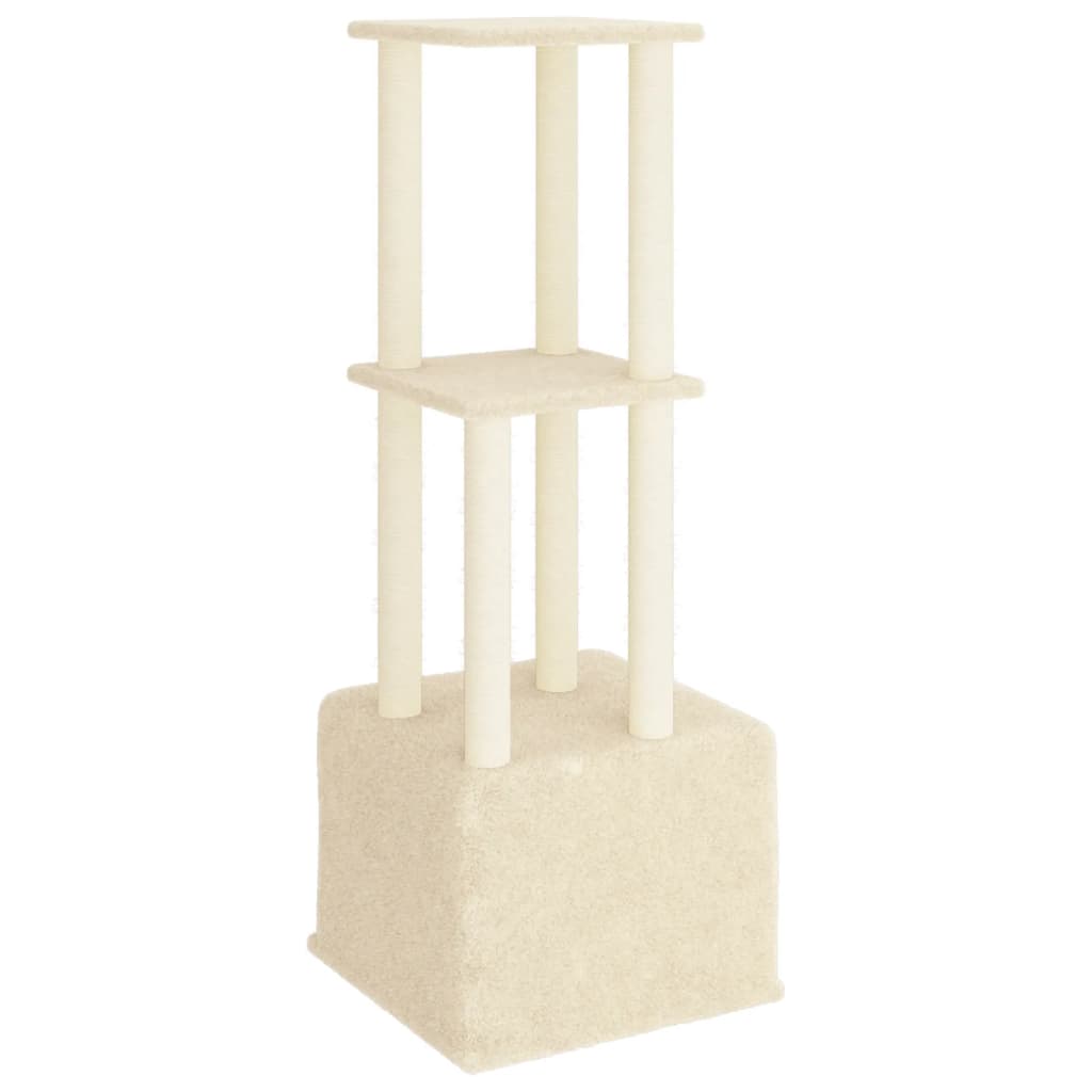 Cat house with sisal rope scratching posts, cream, 133.5 cm