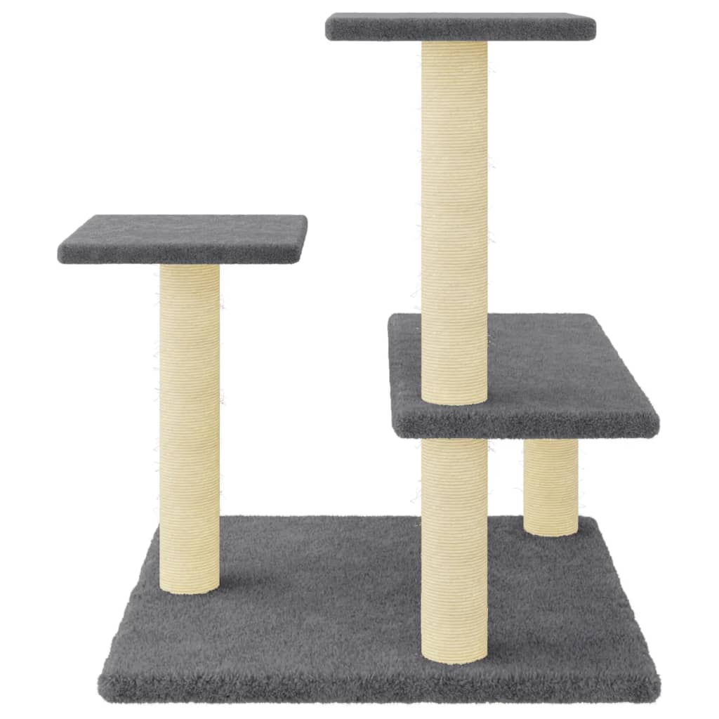 Cat house with sisal rope scratching posts, dark grey, 61 cm