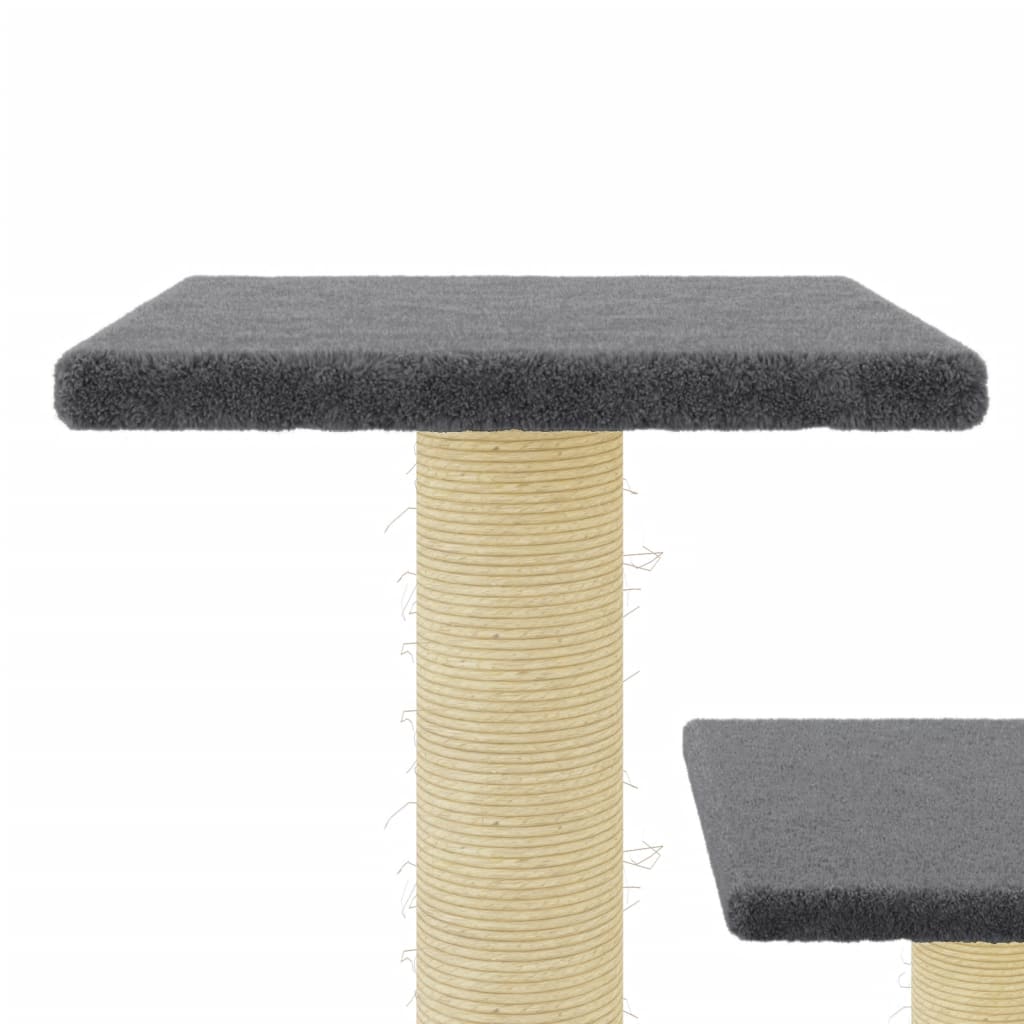 Cat house with sisal rope scratching posts, dark grey, 61 cm