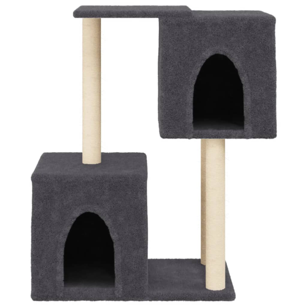 Cat house with sisal rope scratching posts, dark grey, 86 cm