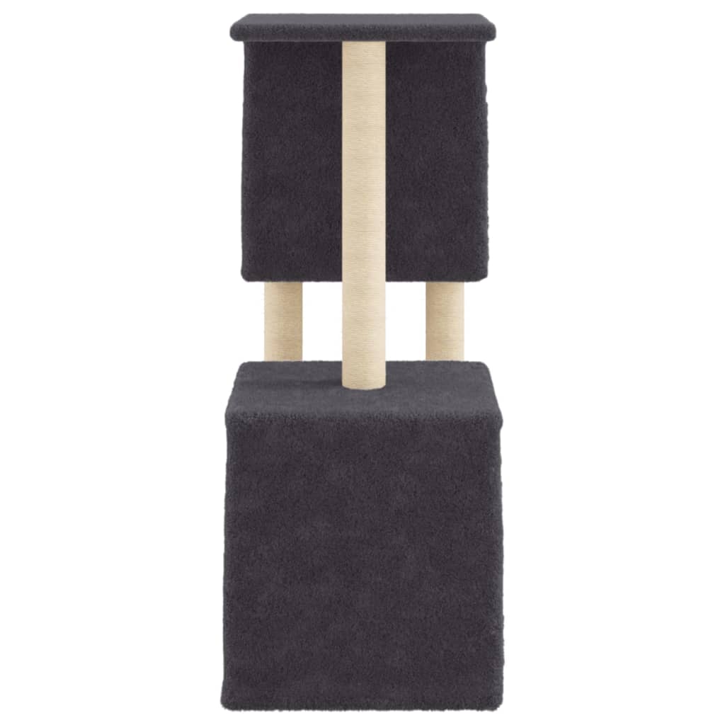 Cat house with sisal rope scratching posts, dark grey, 86 cm