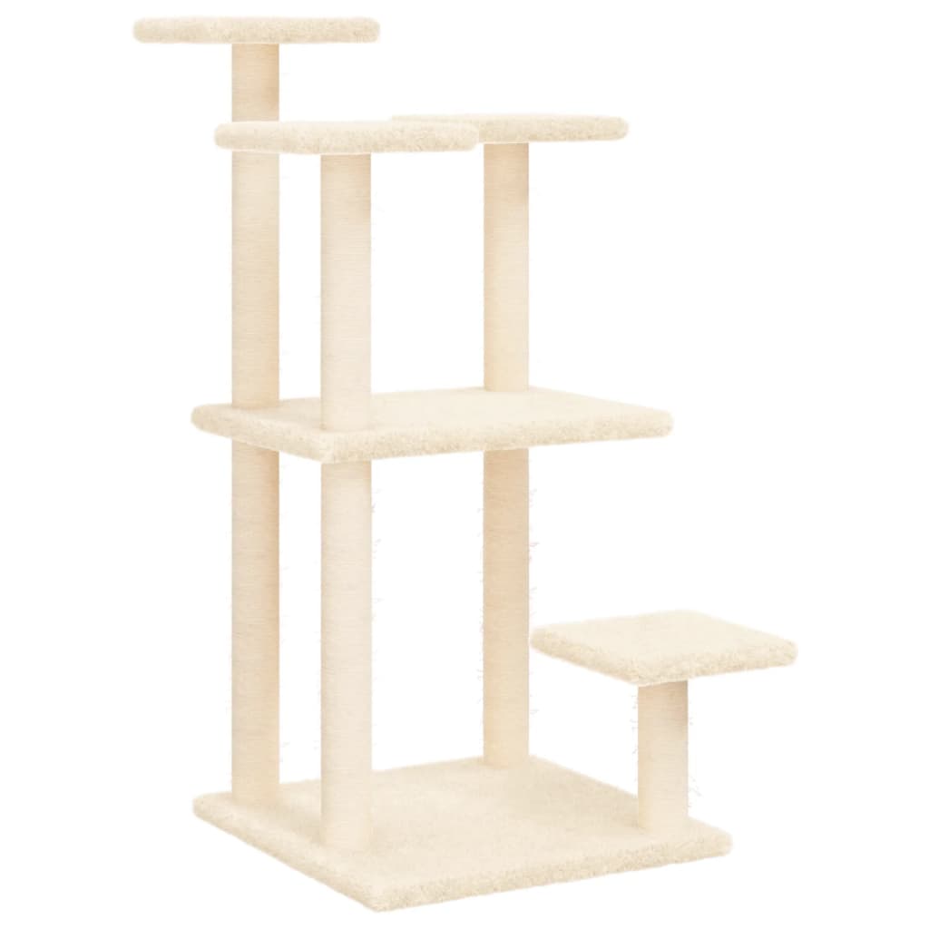 Cat scratching post with platforms, cream, 98.5 cm