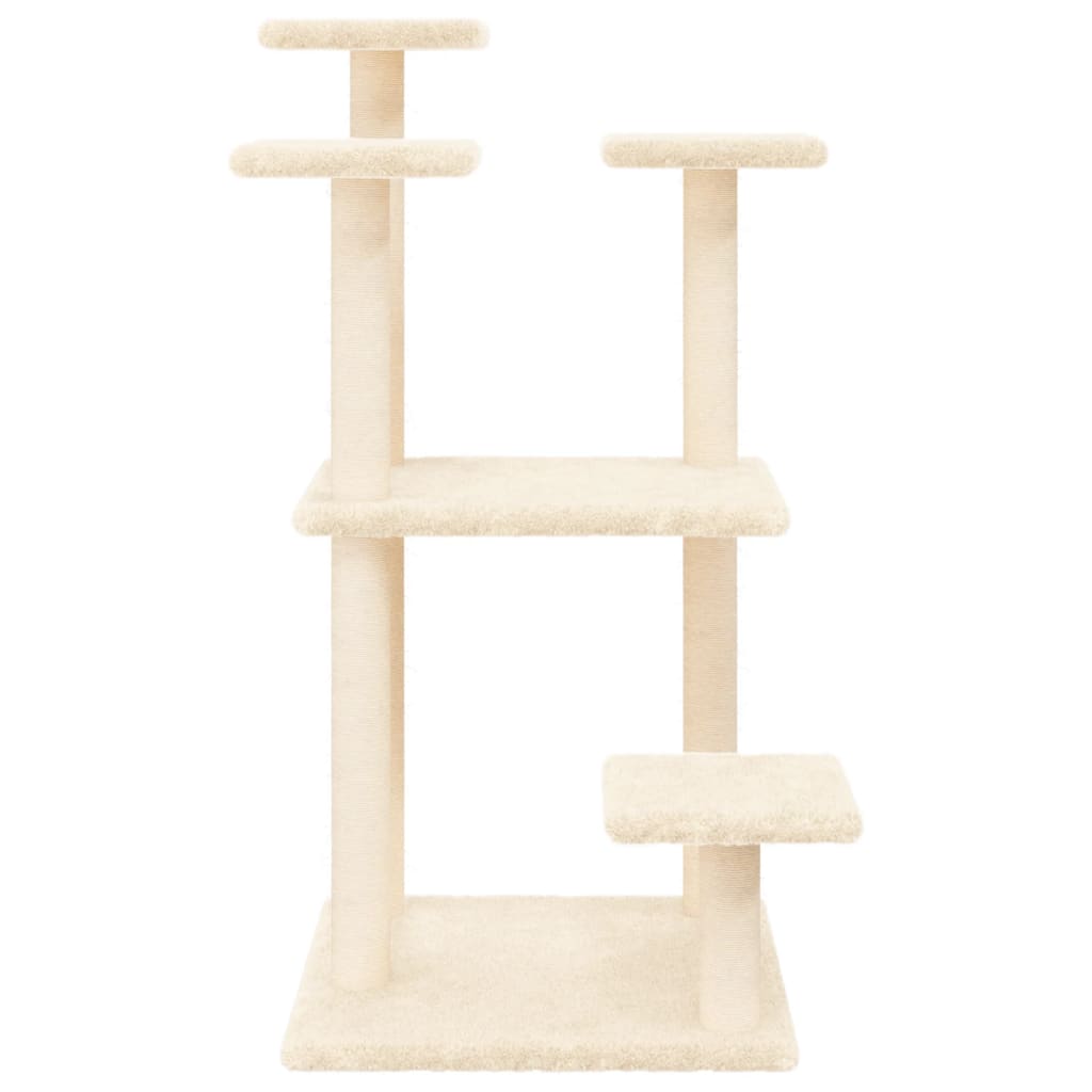 Cat scratching post with platforms, cream, 98.5 cm