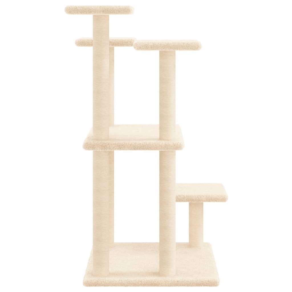 Cat scratching post with platforms, cream, 98.5 cm