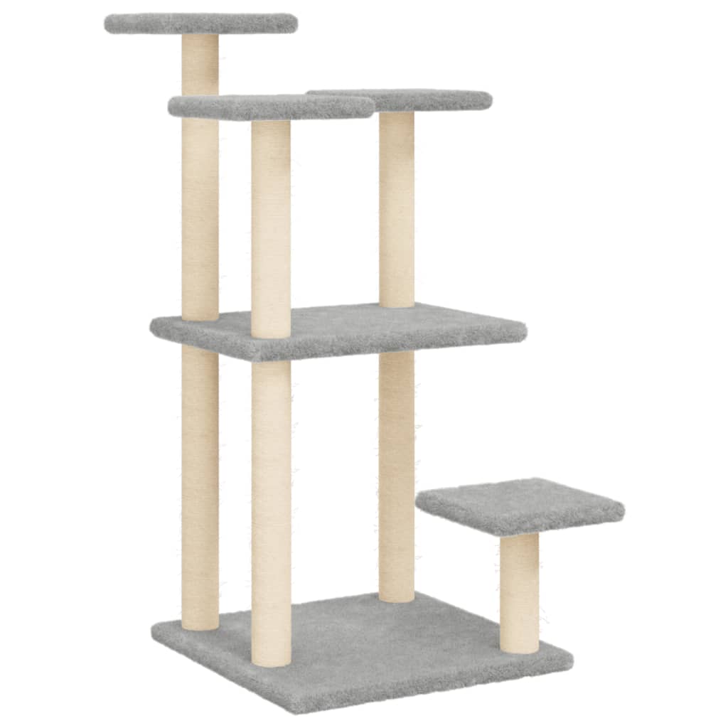 Cat scratching post with platforms, light grey, 98.5 cm