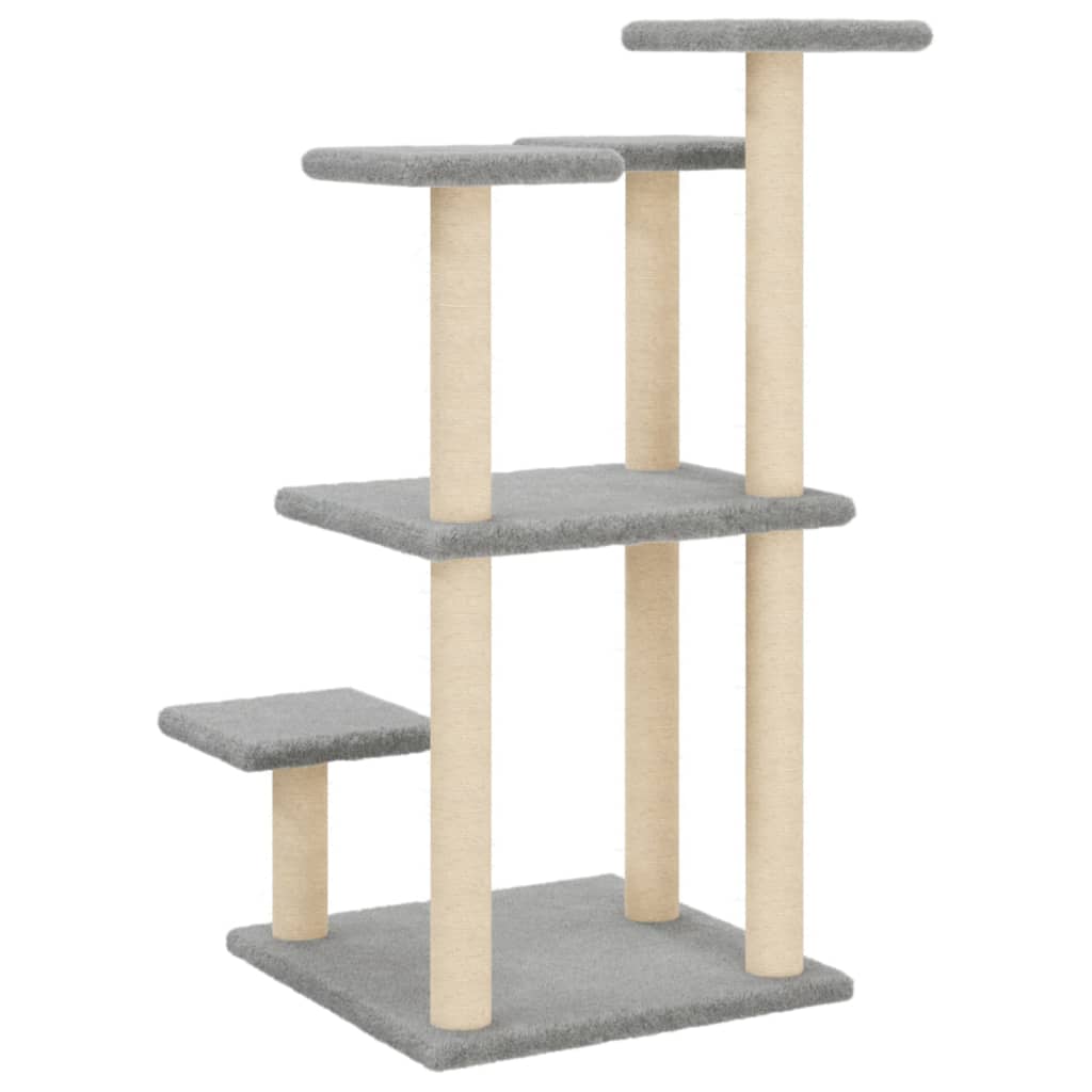 Cat scratching post with platforms, light grey, 98.5 cm