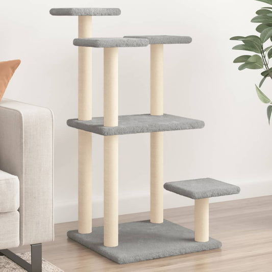 Cat scratching post with platforms, light grey, 98.5 cm