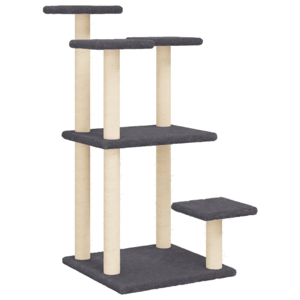 Cat scratching post with platforms, dark grey, 98.5 cm