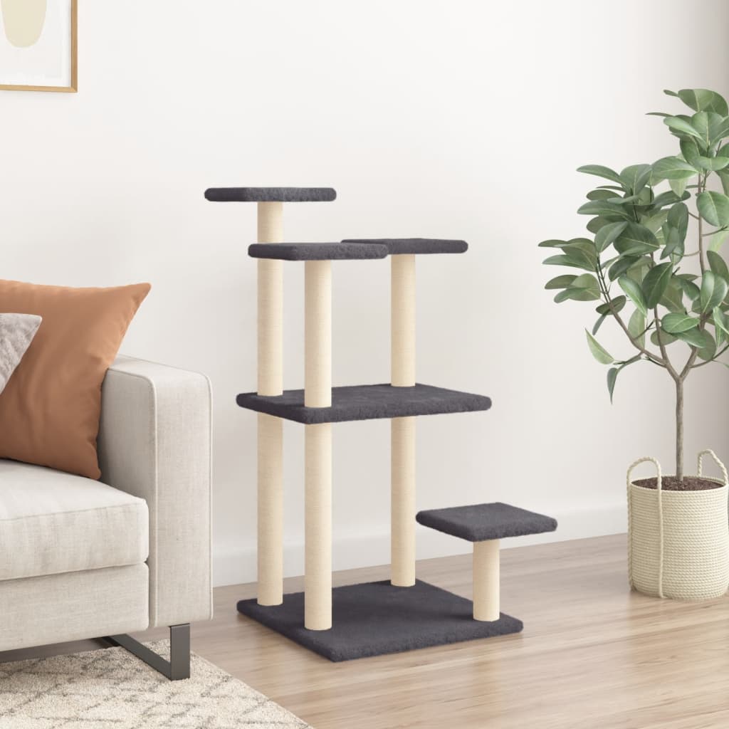 Cat scratching post with platforms, dark grey, 98.5 cm