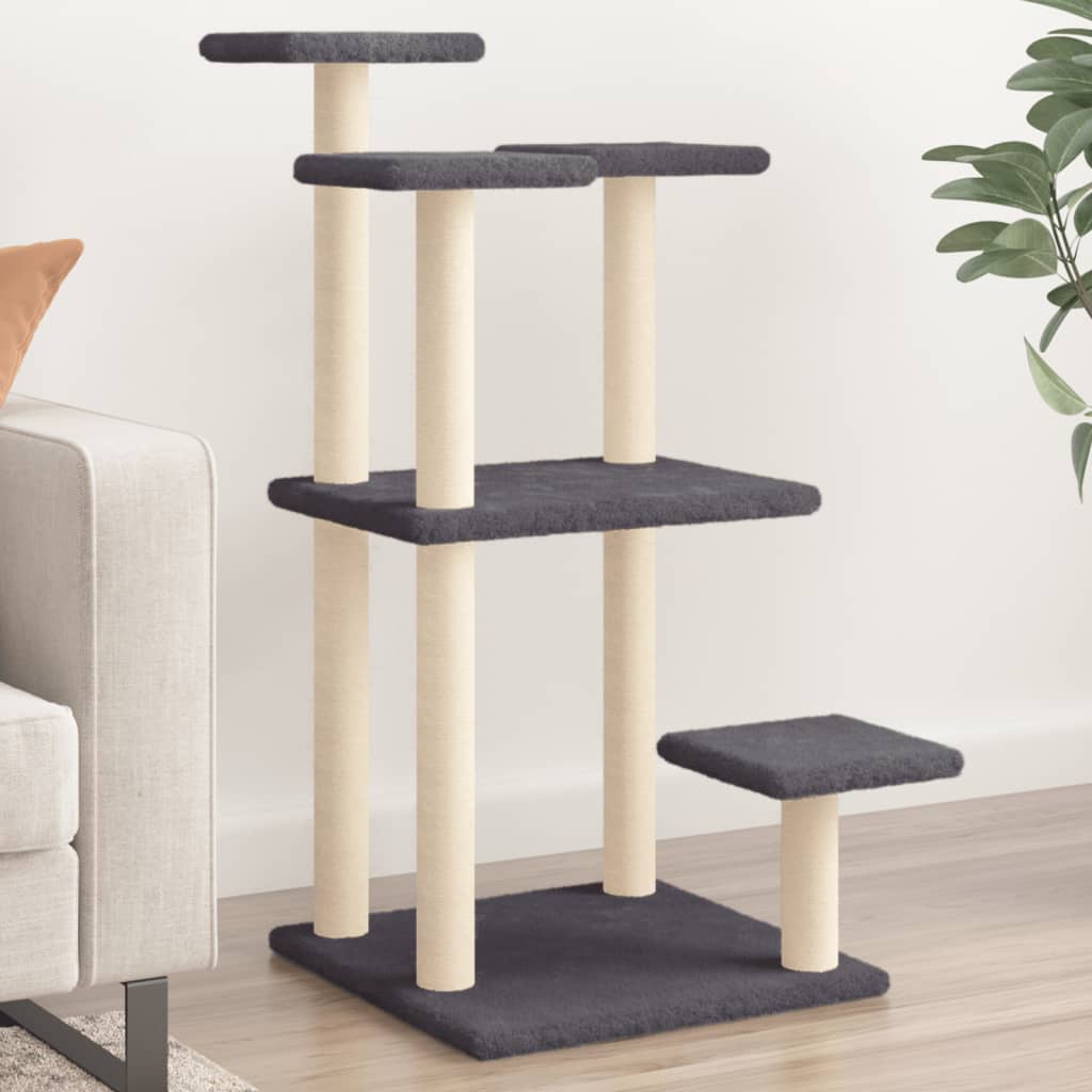 Cat scratching post with platforms, dark grey, 98.5 cm