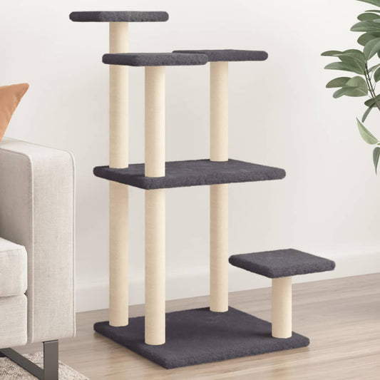 Cat scratching post with platforms, dark grey, 98.5 cm