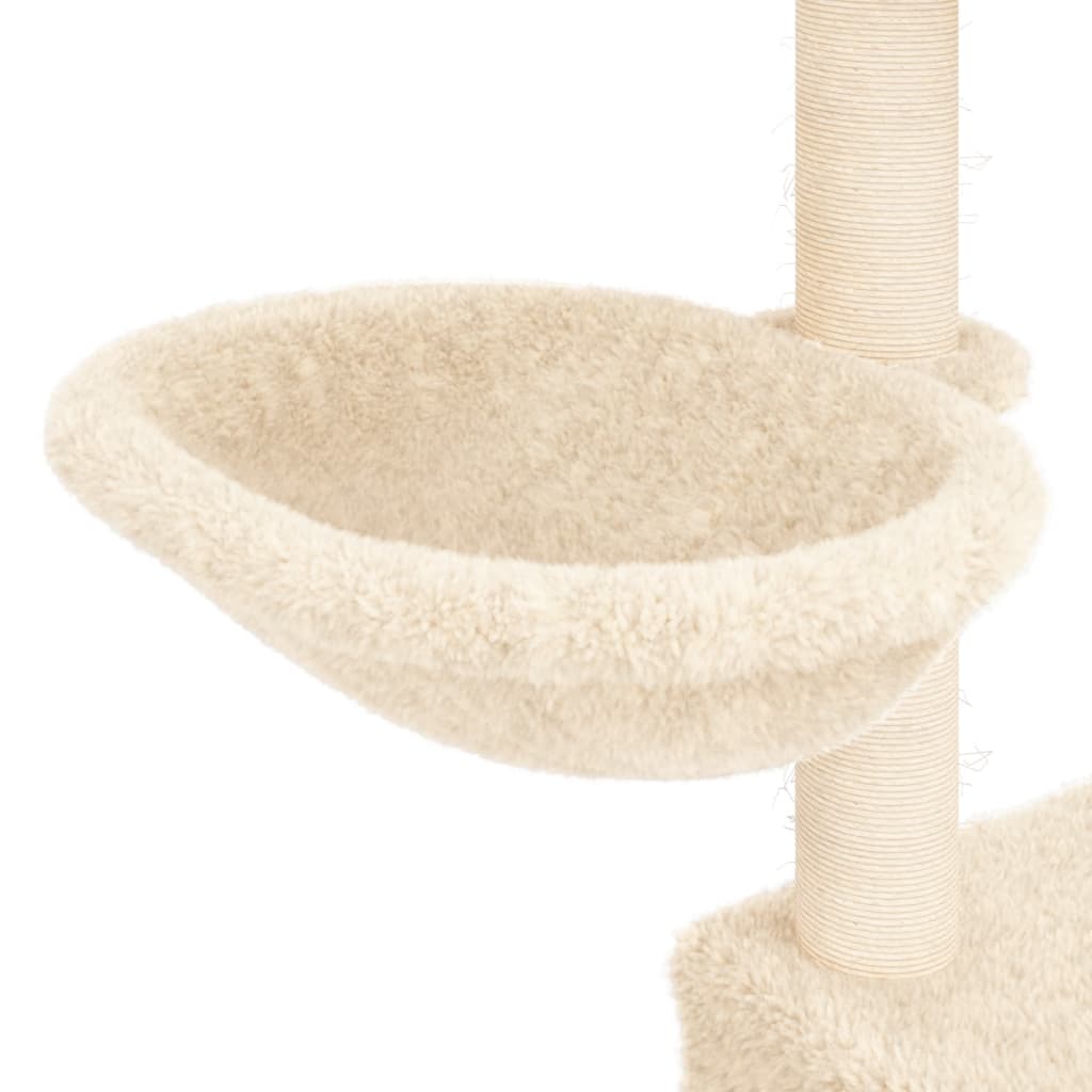 Cat house with sisal rope and scratching post, cream, 83 cm