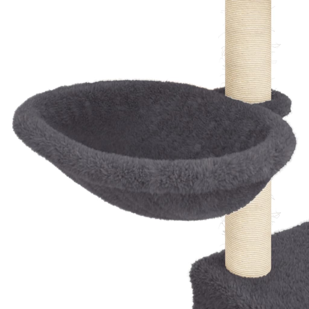 Cat house with sisal rope and scratching post, dark grey, 83 cm