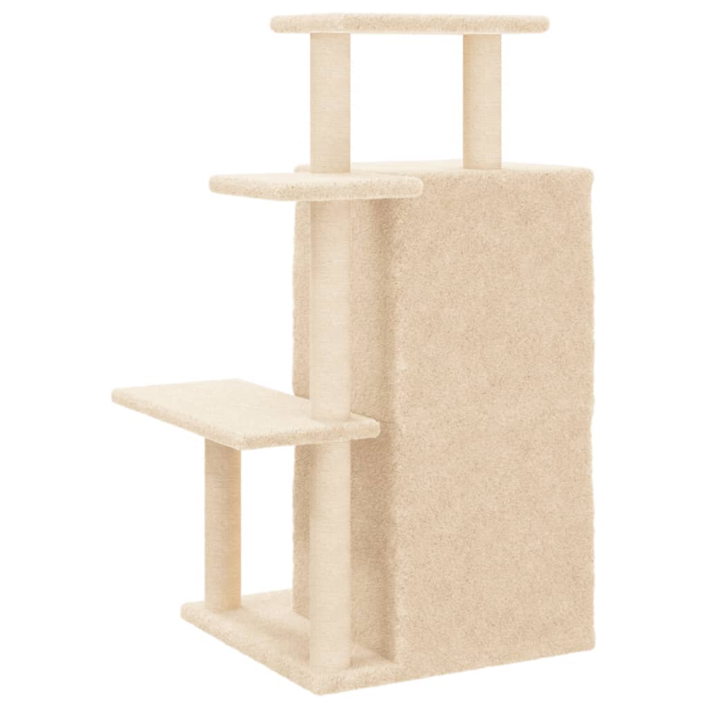 Cat house with sisal rope scratching posts, cream, 97 cm