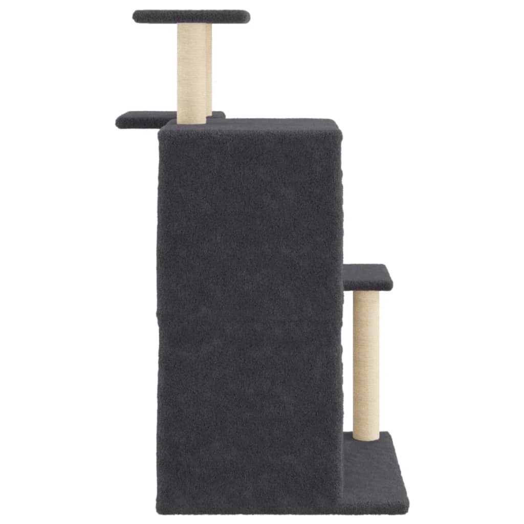 Cat house with sisal rope scratching posts, dark grey, 97 cm