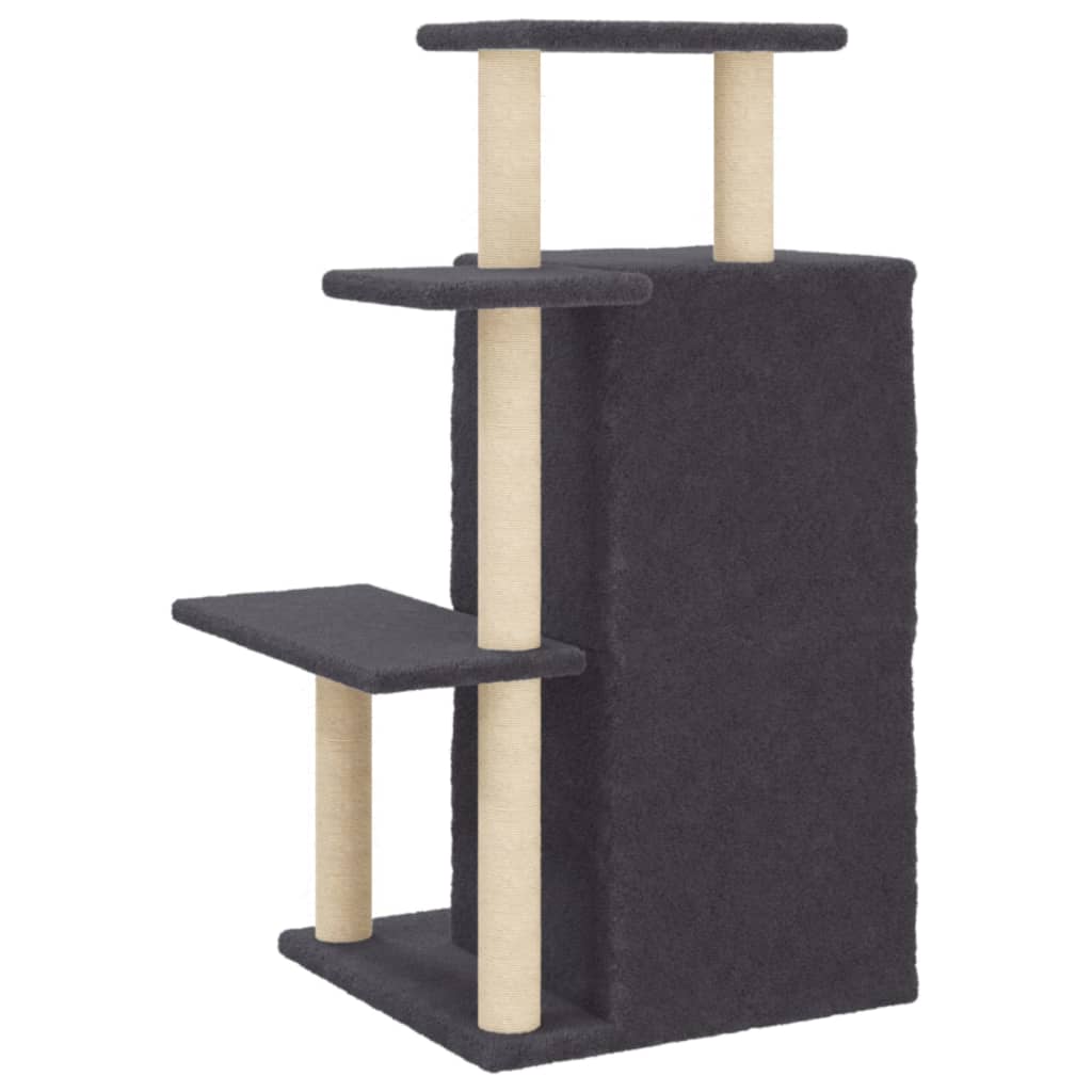 Cat house with sisal rope scratching posts, dark grey, 97 cm