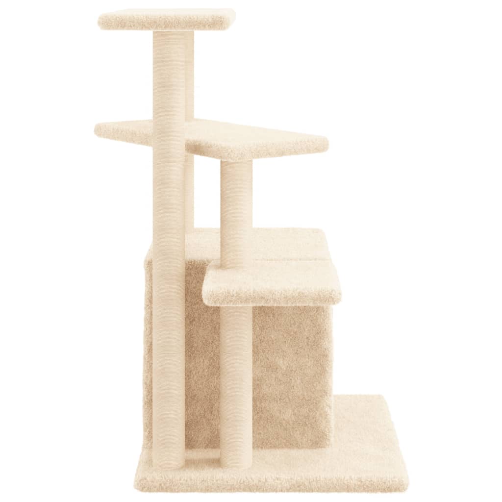 Cat house with sisal rope scratching posts, cream, 83.5 cm