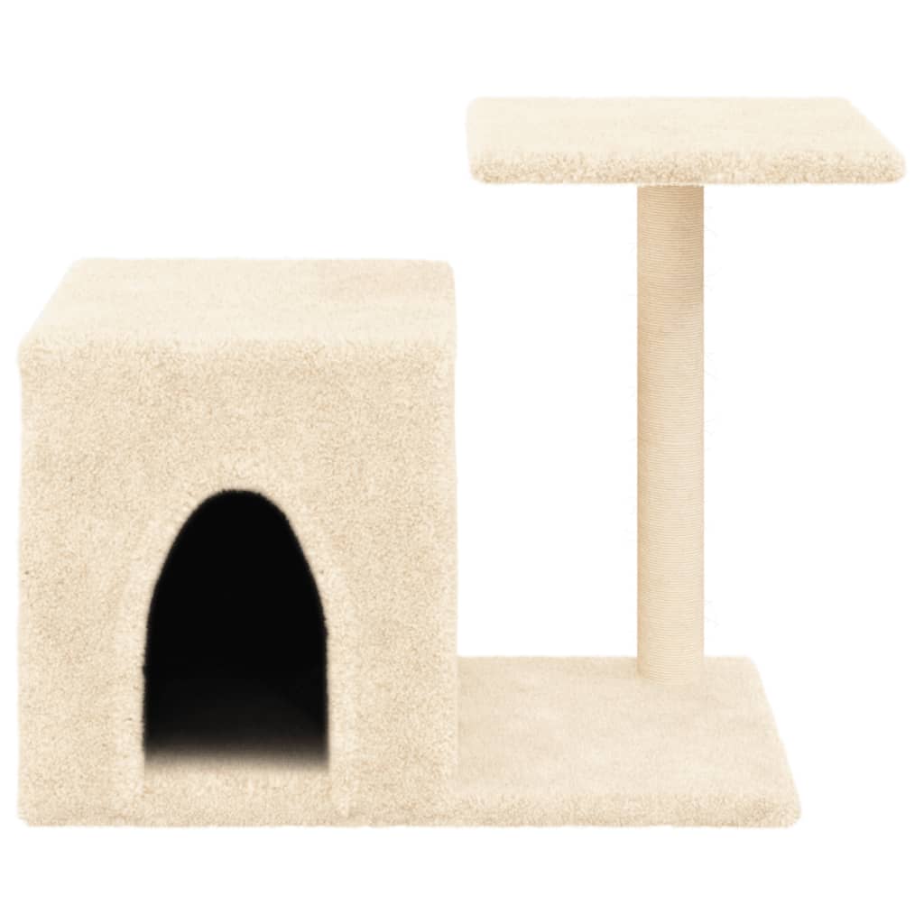 Cat house with sisal rope scratching posts, cream, 50.5 cm