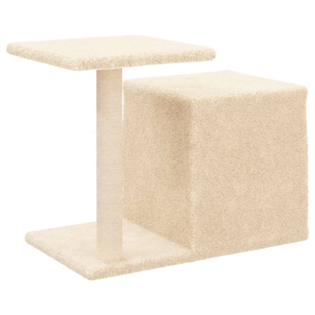 Cat house with sisal rope scratching posts, cream, 50.5 cm