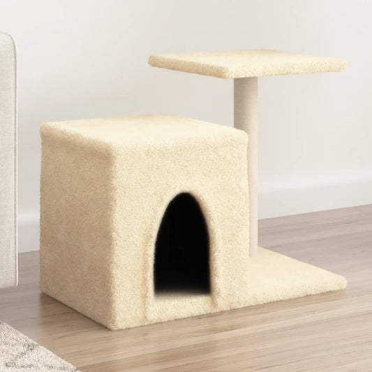 Cat house with sisal rope scratching posts, cream, 50.5 cm